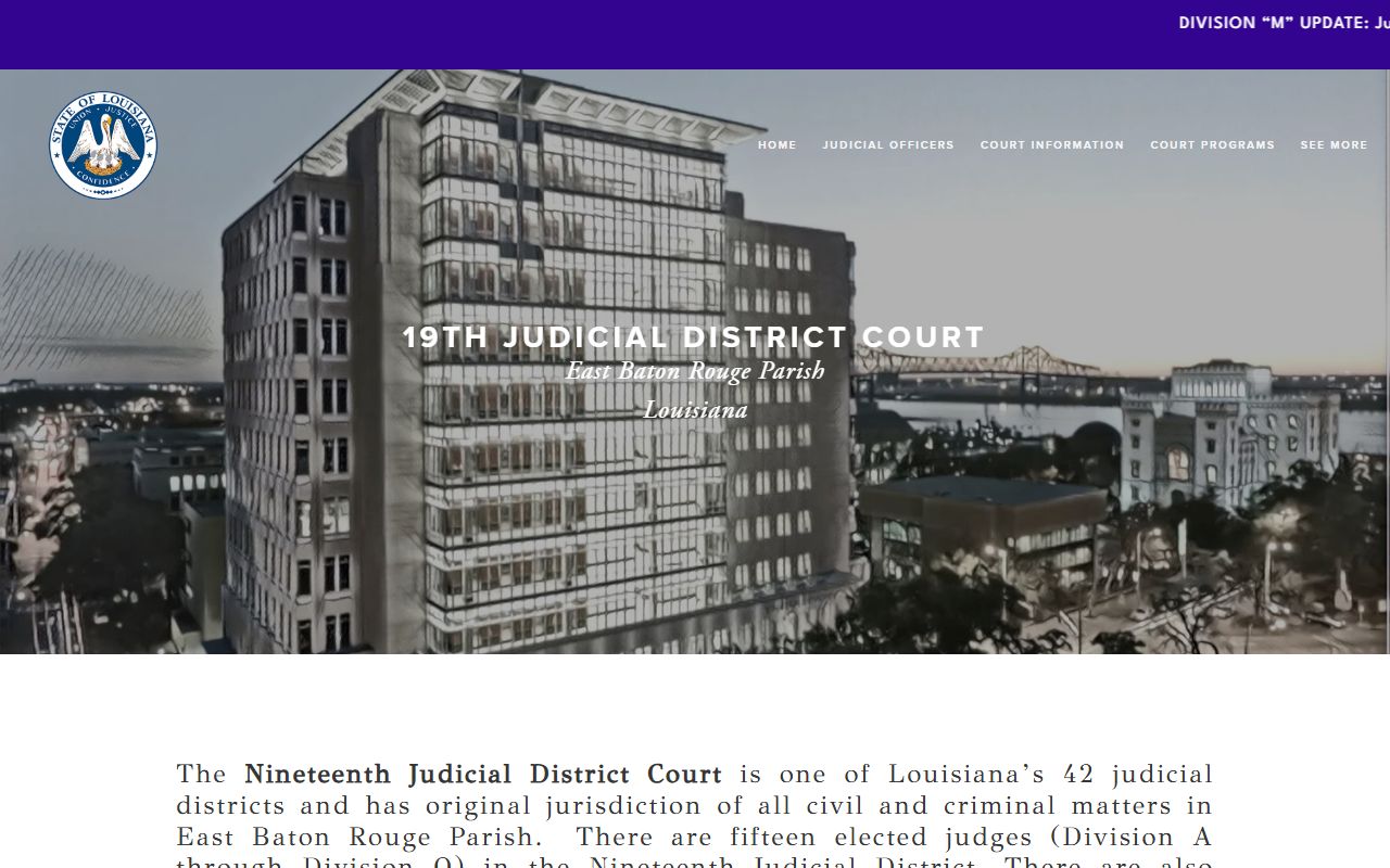 19th Judicial District Court for Baton Rouge felony cases in East Baton Rouge Parish