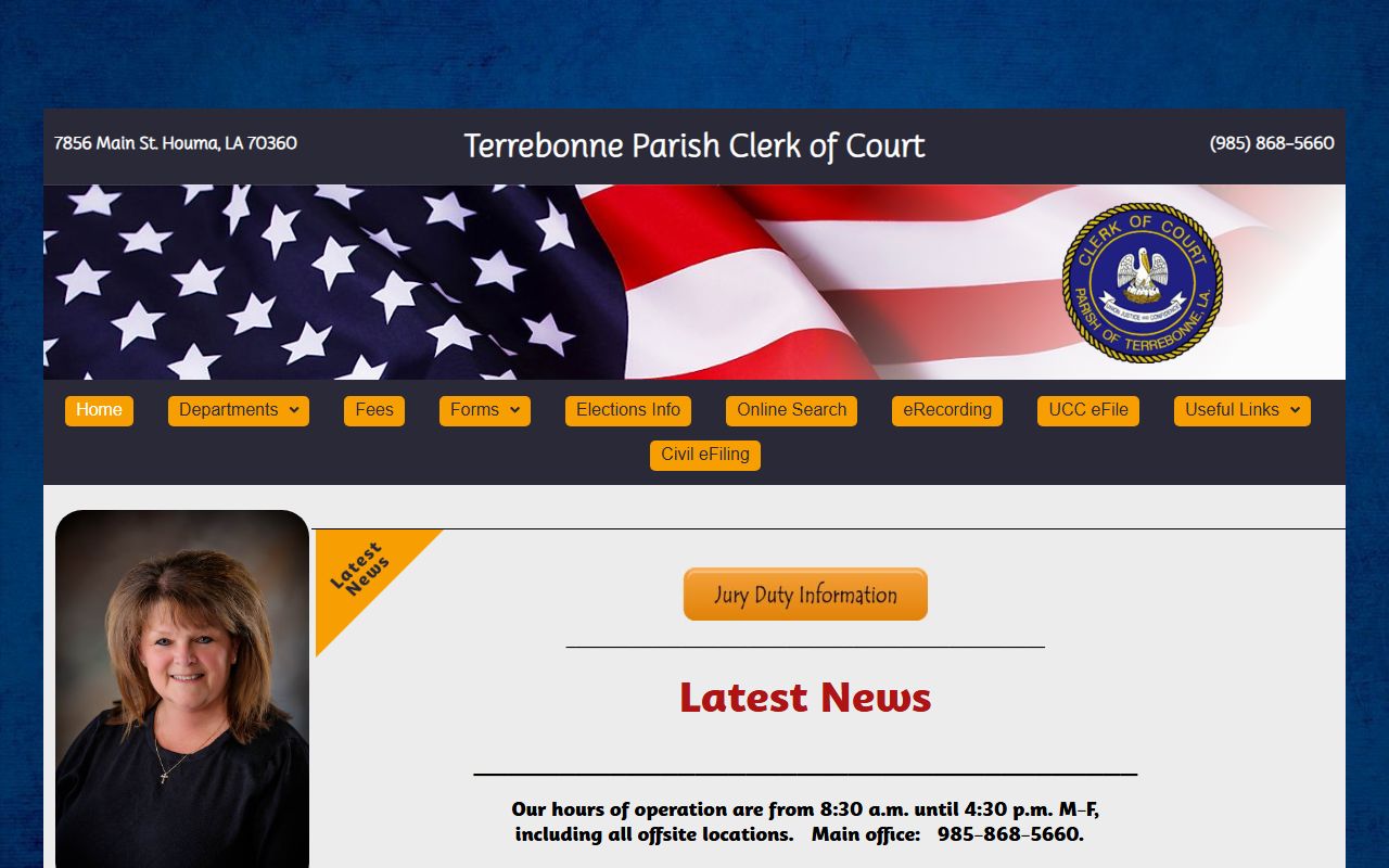 Terrebonne Parish Clerk of Court for Houma felony records access