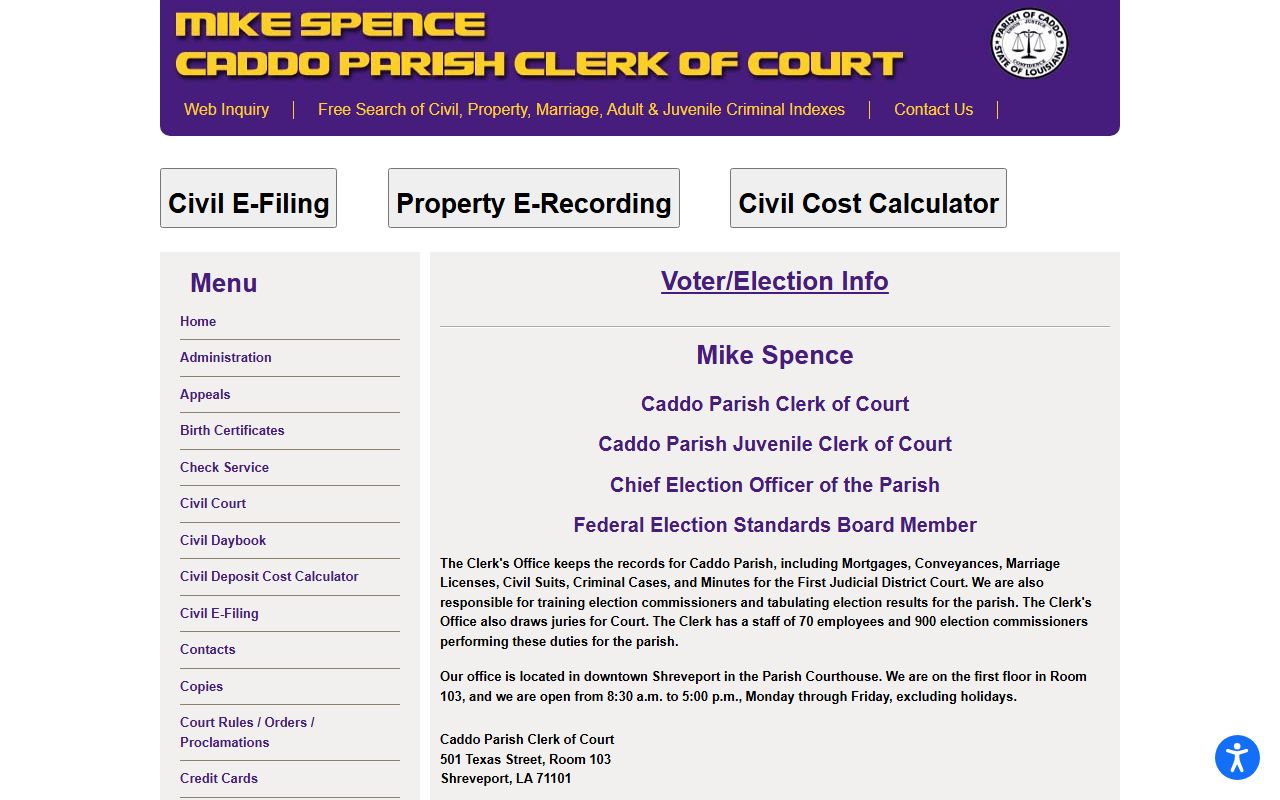 Caddo Parish Clerk of Court for Shreveport felony records access