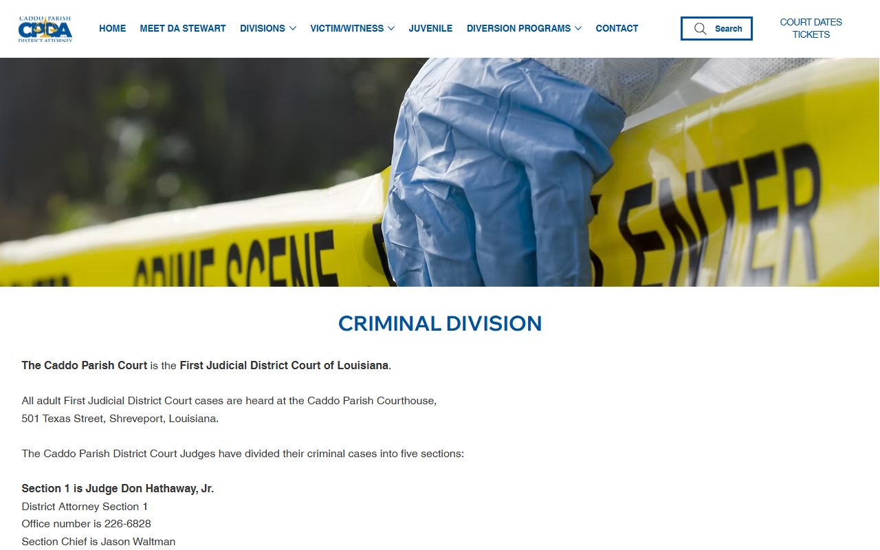Caddo Parish District Attorney criminal division for Shreveport felony prosecutions