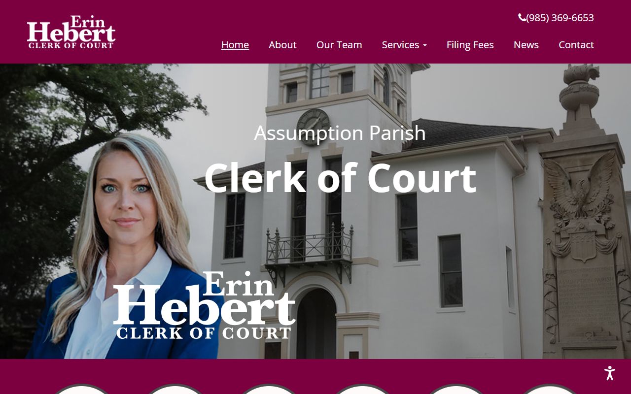 Assumption Parish Clerk of Court homepage for felony records in Napoleonville