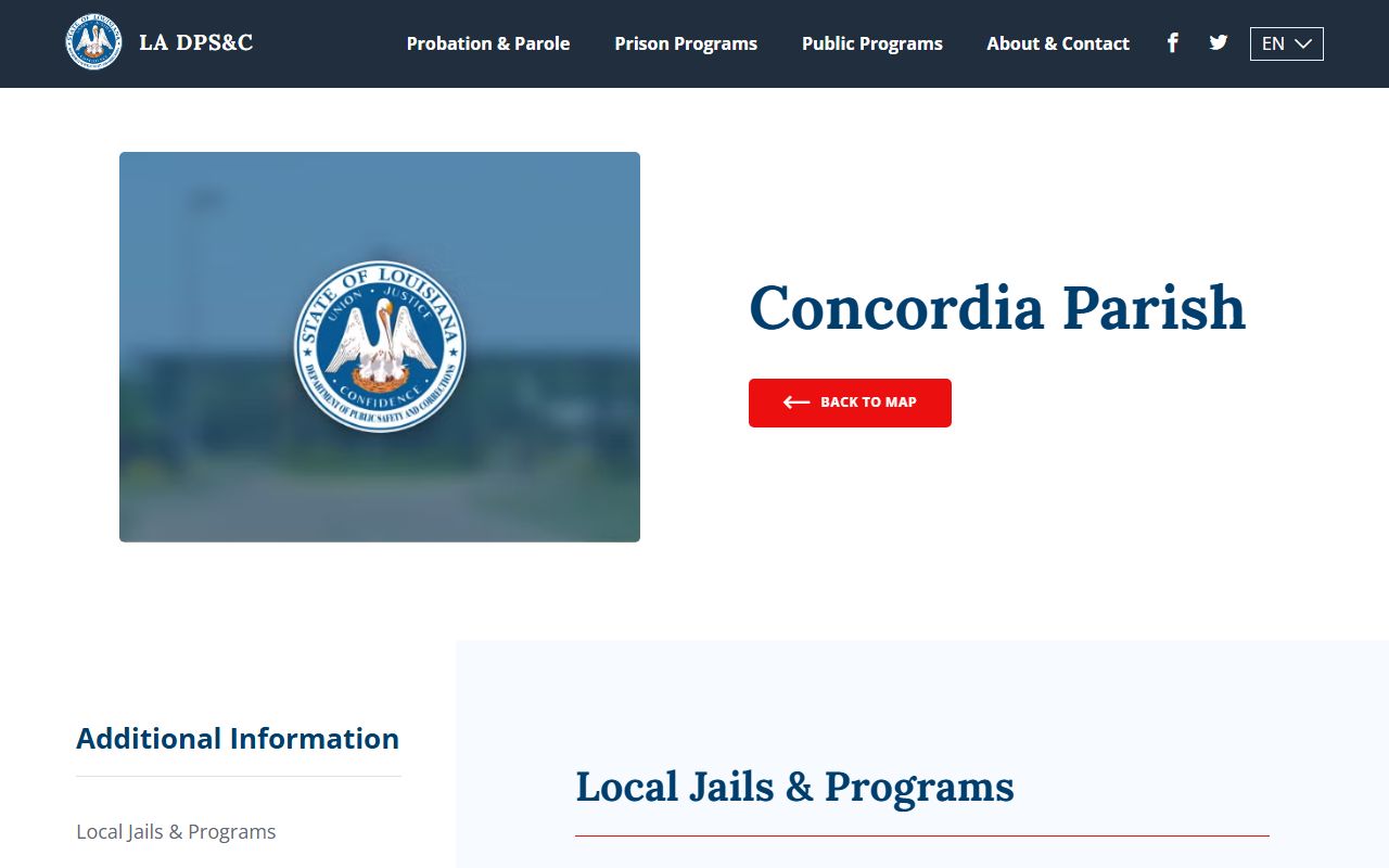 Louisiana DPS&C Concordia Parish facility page for incarceration and offender information