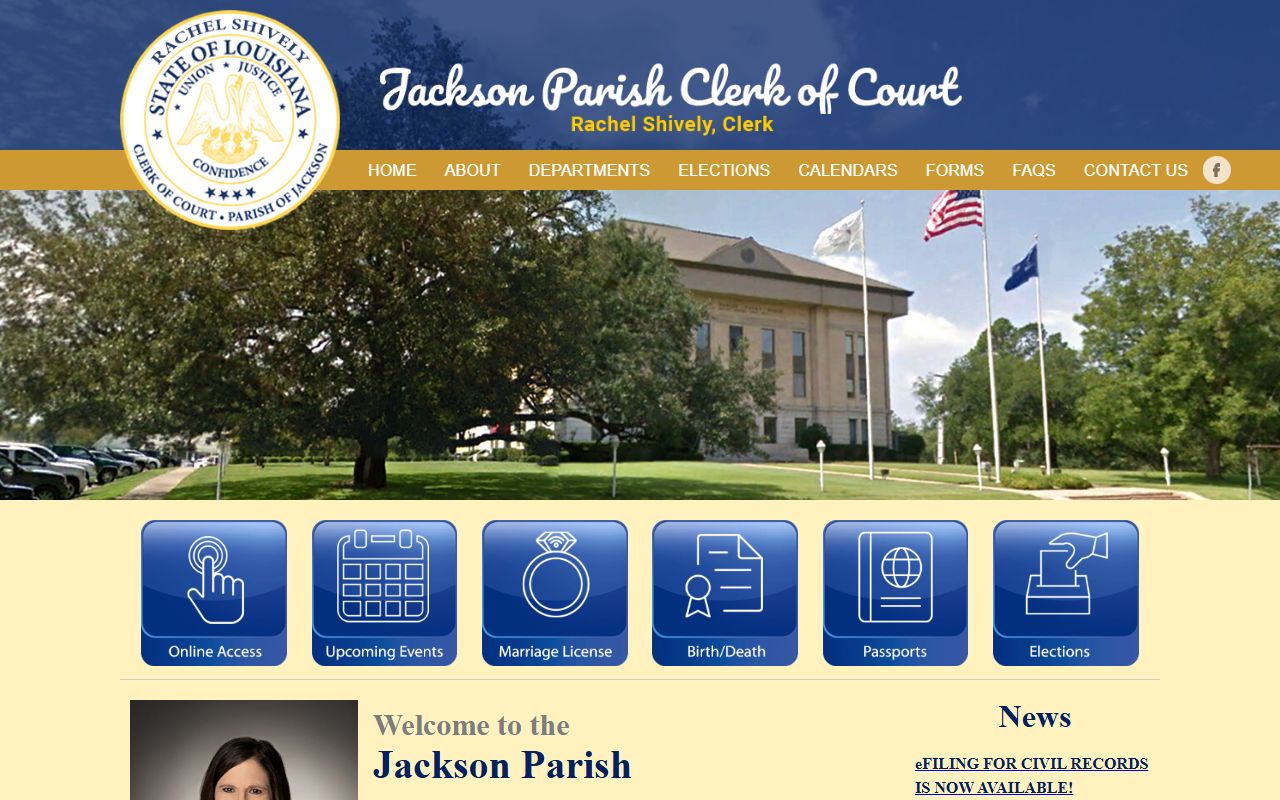 Jackson Parish Clerk alternate website access for felony records and court documents