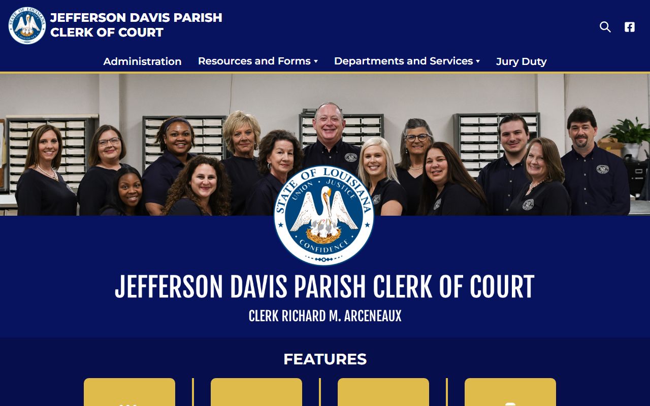 Jefferson Davis Parish Clerk of Court homepage for felony records in Jennings