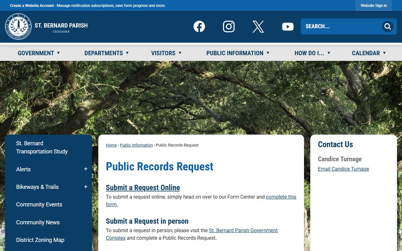 St. Bernard Parish public records request portal for government records access