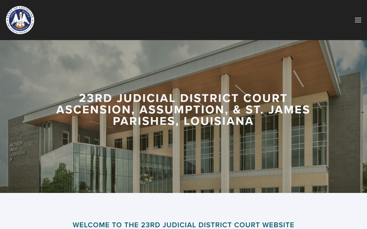 23rd Judicial District Court website for St. James Parish felony cases in Convent