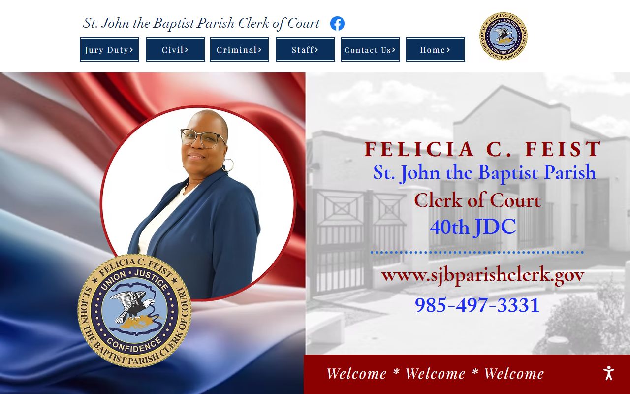 St. John the Baptist Parish Clerk of Court homepage for felony records in Edgard