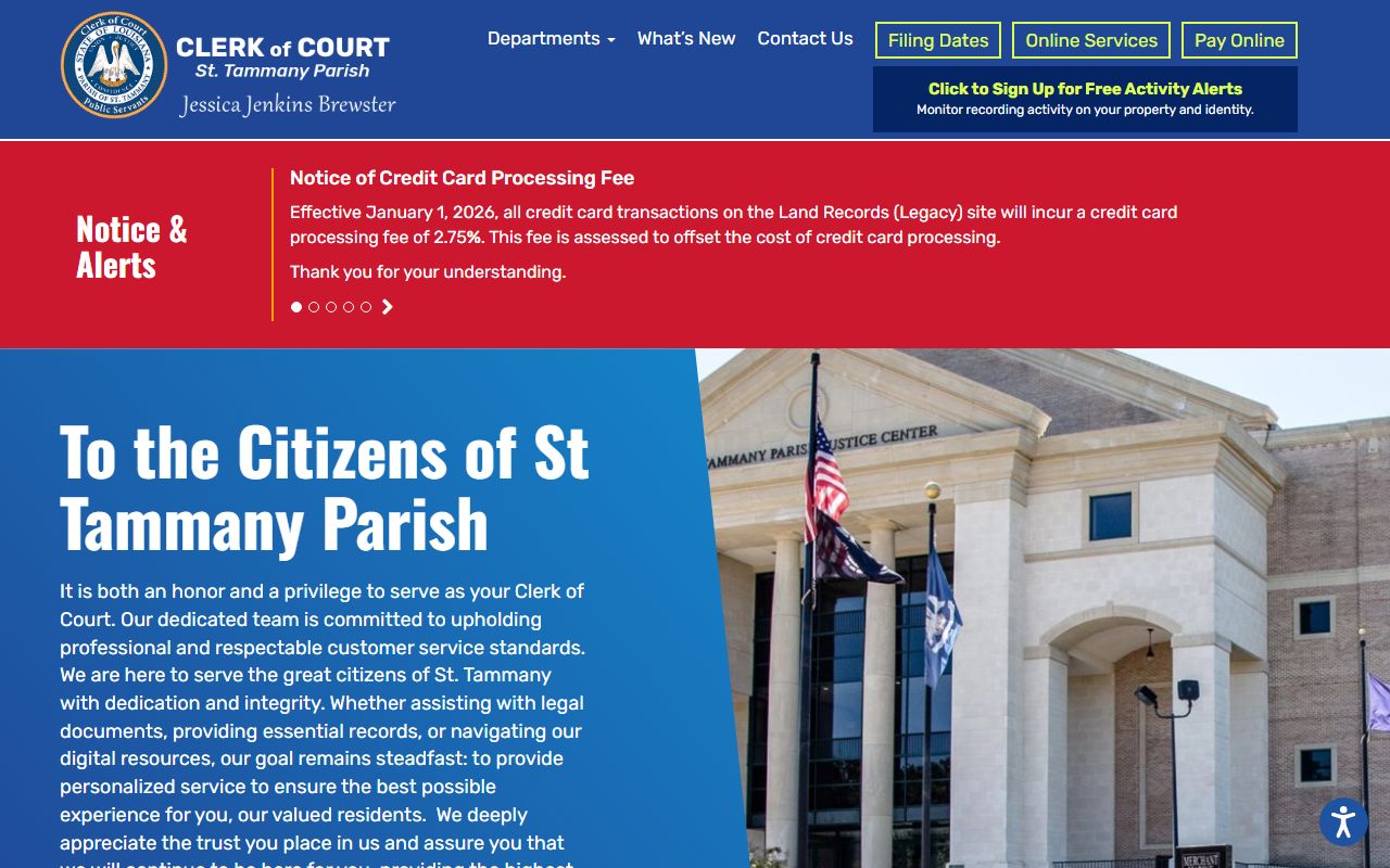St. Tammany Parish Clerk of Court homepage for felony records