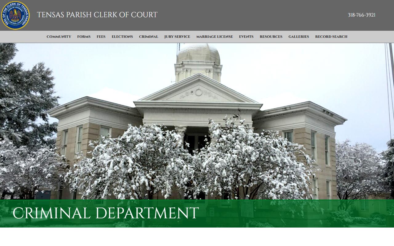Tensas Parish Clerk criminal records section for felony case access in St. Joseph